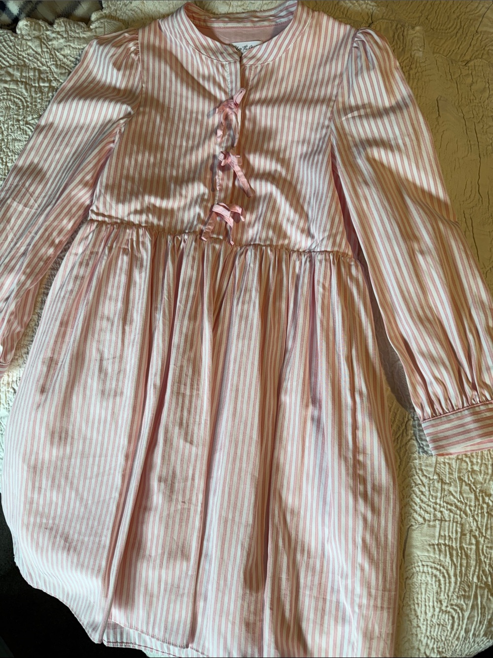 Pink & White Vertical Stripe Tie-Front Dress